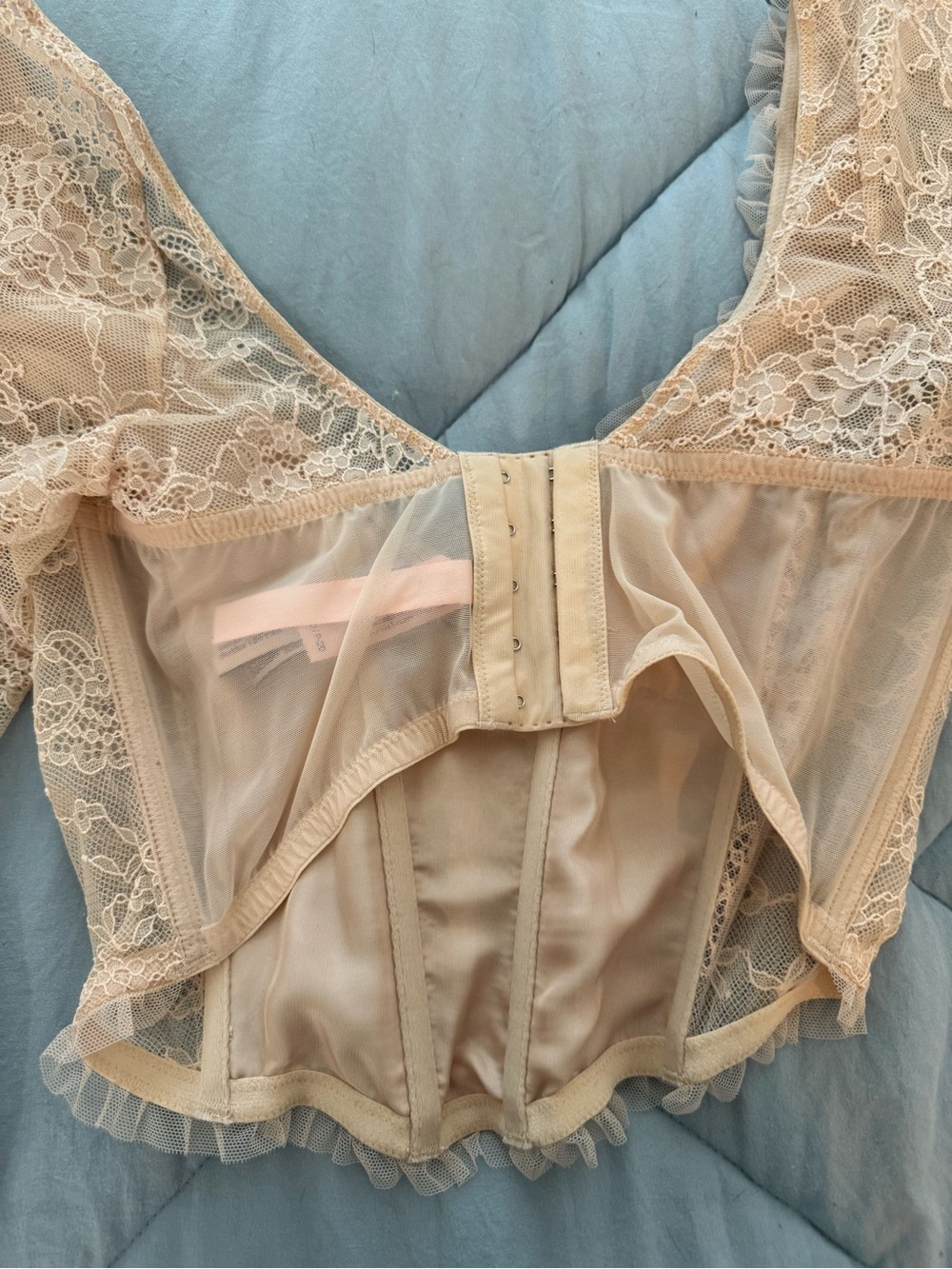 Victoria's Secret Blush Lace Beaded Corset Crop Top - Picture 3 of 4
